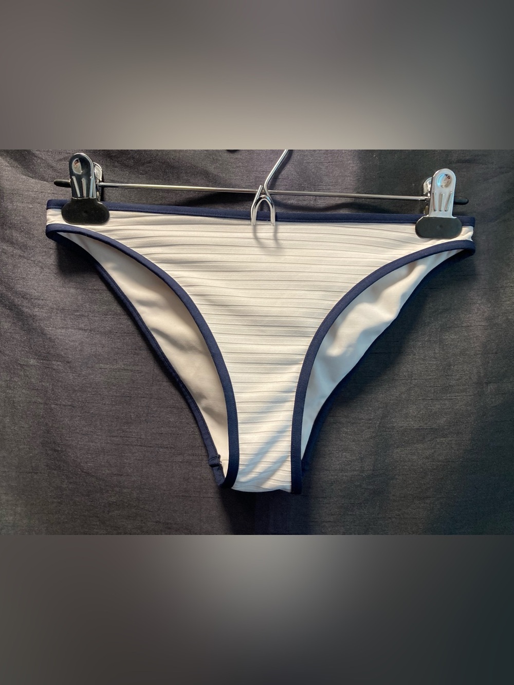 H&M White Bikini Bottom with Navy Trim